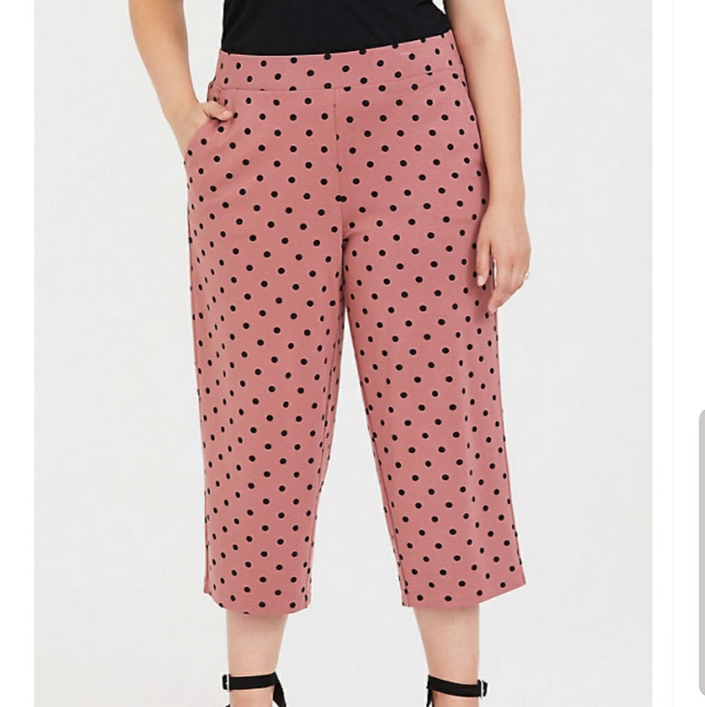 DUSTY ROSE POLKA DOT PONTE CULOTTE PANT